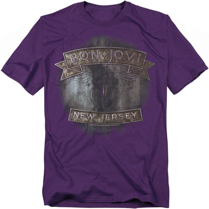 Purple - Front - Bon Jovi Unisex Adult New Jersey T-Shirt