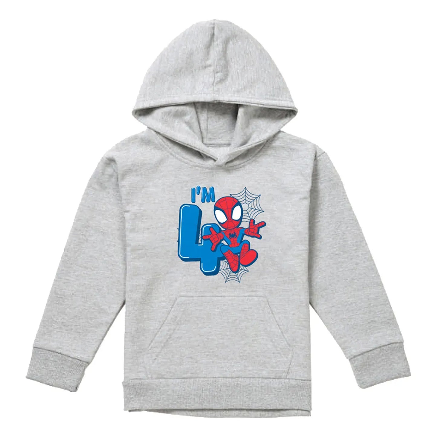 Athletic Heather - Front - Spider-Man Childrens-Kids Heather Pull Over 4th Birthday Hoodie