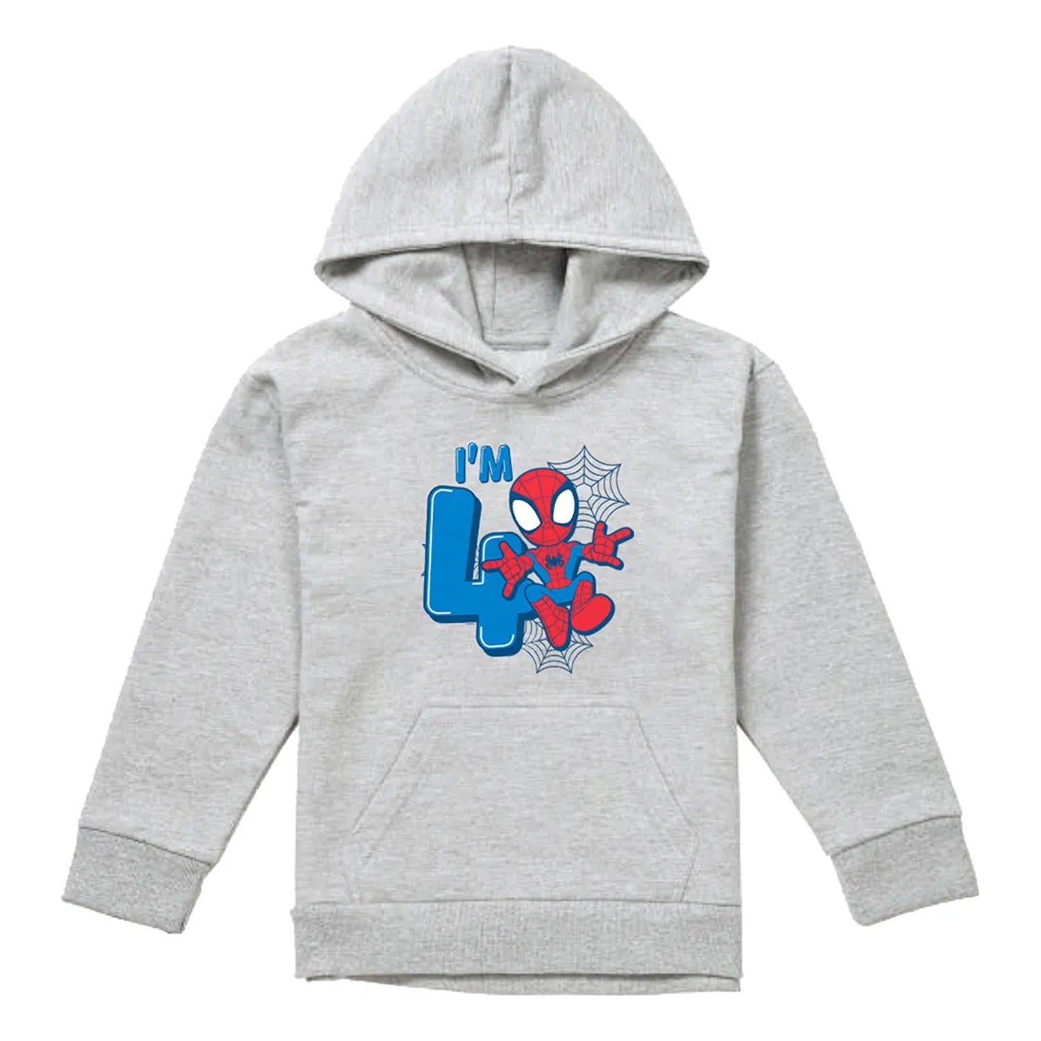 Athletic Heather - Front - Spider-Man Childrens-Kids Heather Pull Over 4th Birthday Hoodie