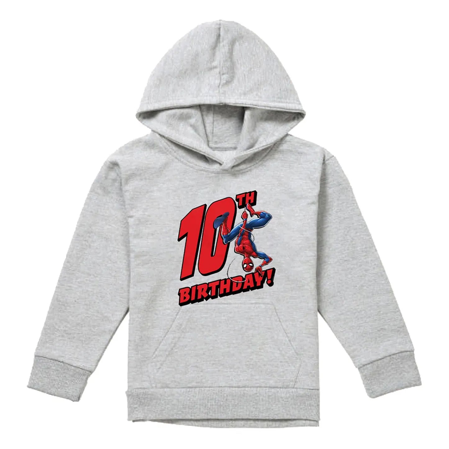 Athletic Heather - Front - Spider-Man Childrens-Kids Heather Pull Over 10th Birthday Hoodie