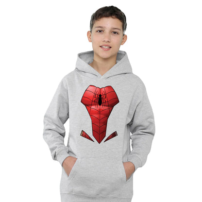 Athletic Heather - Side - Spider-Man Childrens-Kids Costume Heather Pull Over Hoodie