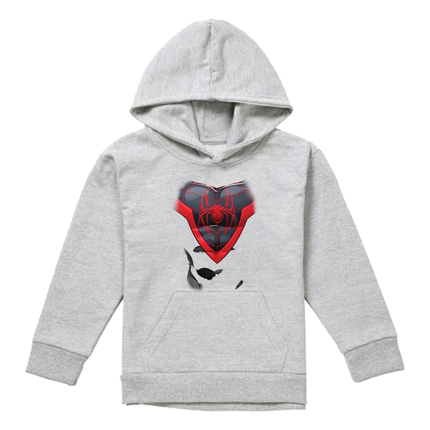 Athletic Heather - Front - Spider-Man Childrens-Kids Miles Morales Costume Heather Pull Over Hoodie