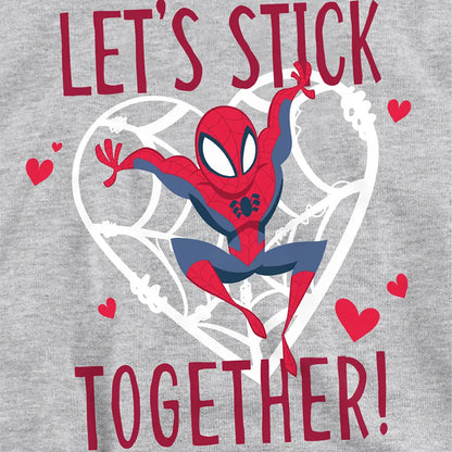 Athletic Heather - Side - Spider-Man Childrens-Kids Let´s Stick Together Heather Pull Over Valentine`s Day Hoodie