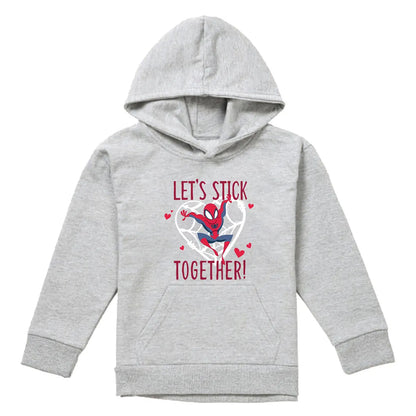 Athletic Heather - Front - Spider-Man Childrens-Kids Let´s Stick Together Heather Pull Over Valentine`s Day Hoodie