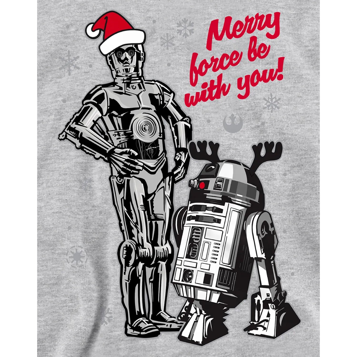 Athletic Heather - Pack Shot - Star Wars Childrens-Kids Merry Christmas Droids Pullover Hoodie
