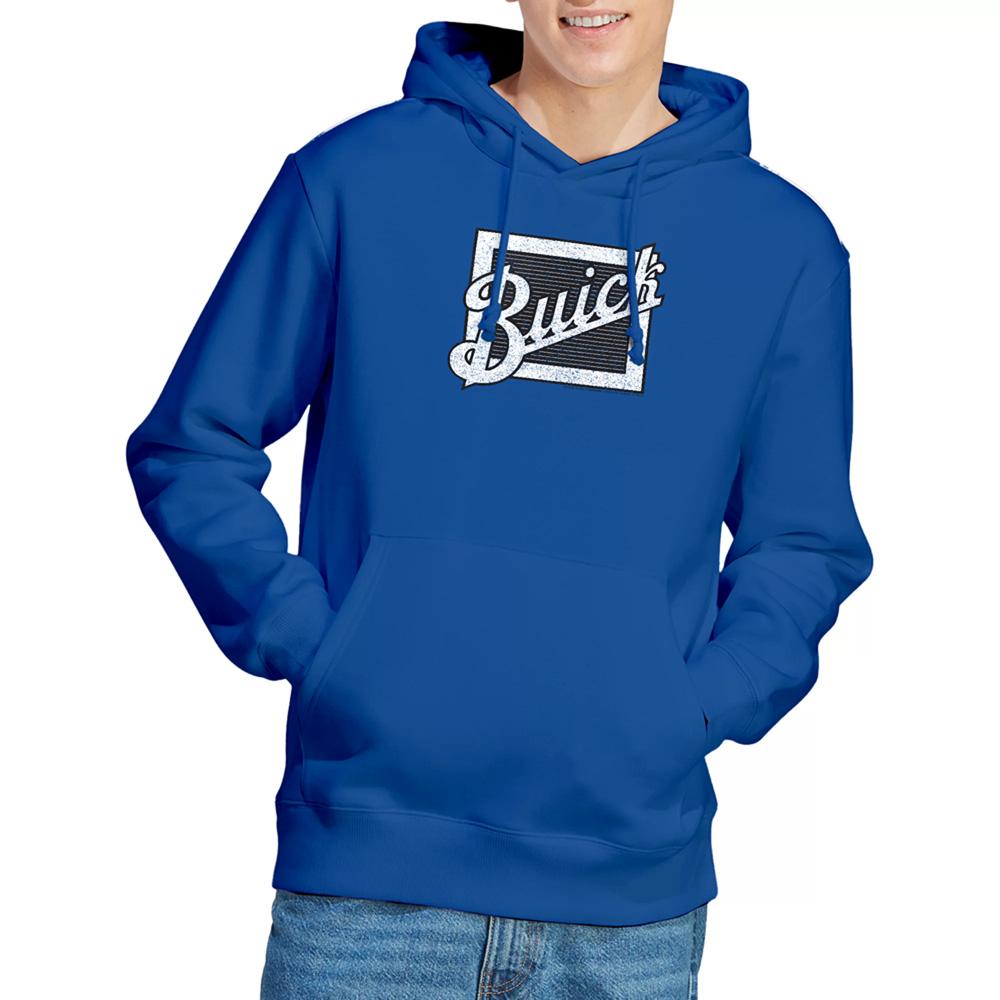 Royal Blue - Side - Buick Unisex Adult Distressed Emblem Hoodie