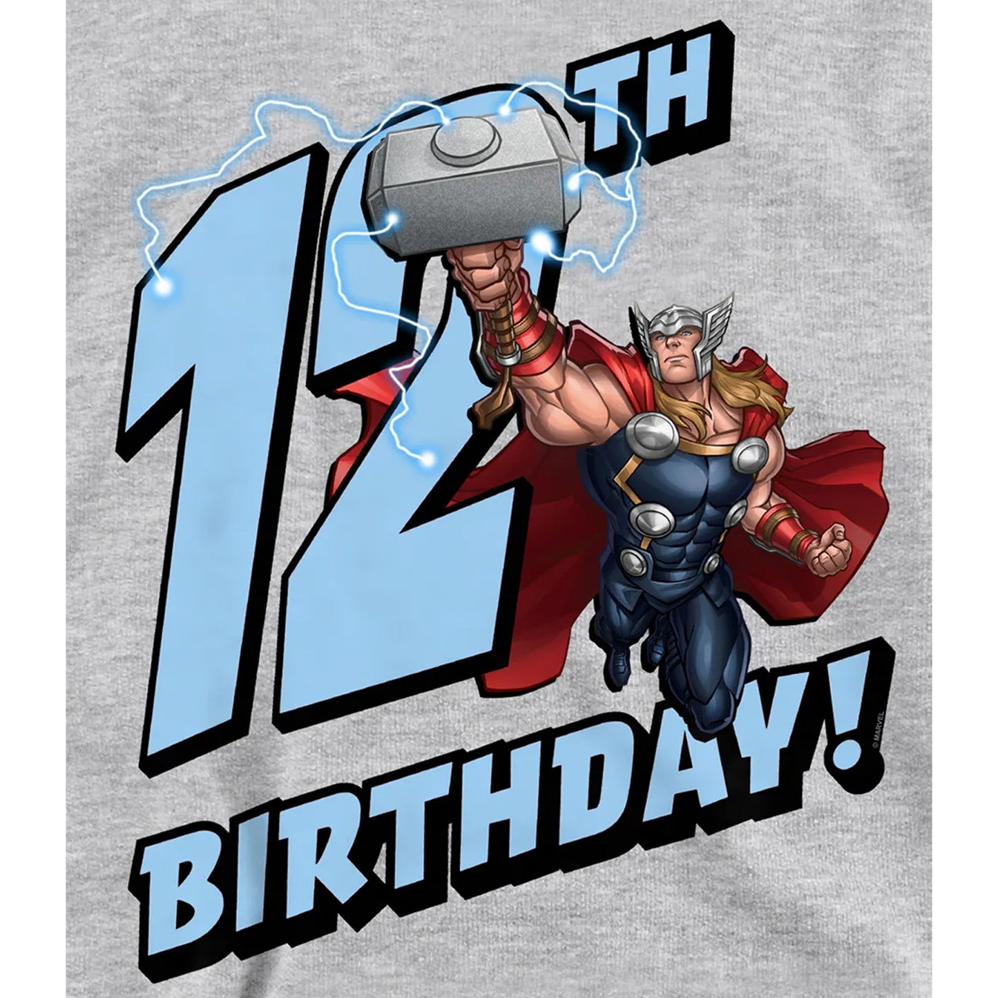Athletic Heather - Pack Shot - Marvel Childrens-Kids Thor 12th Birthday Hoodie