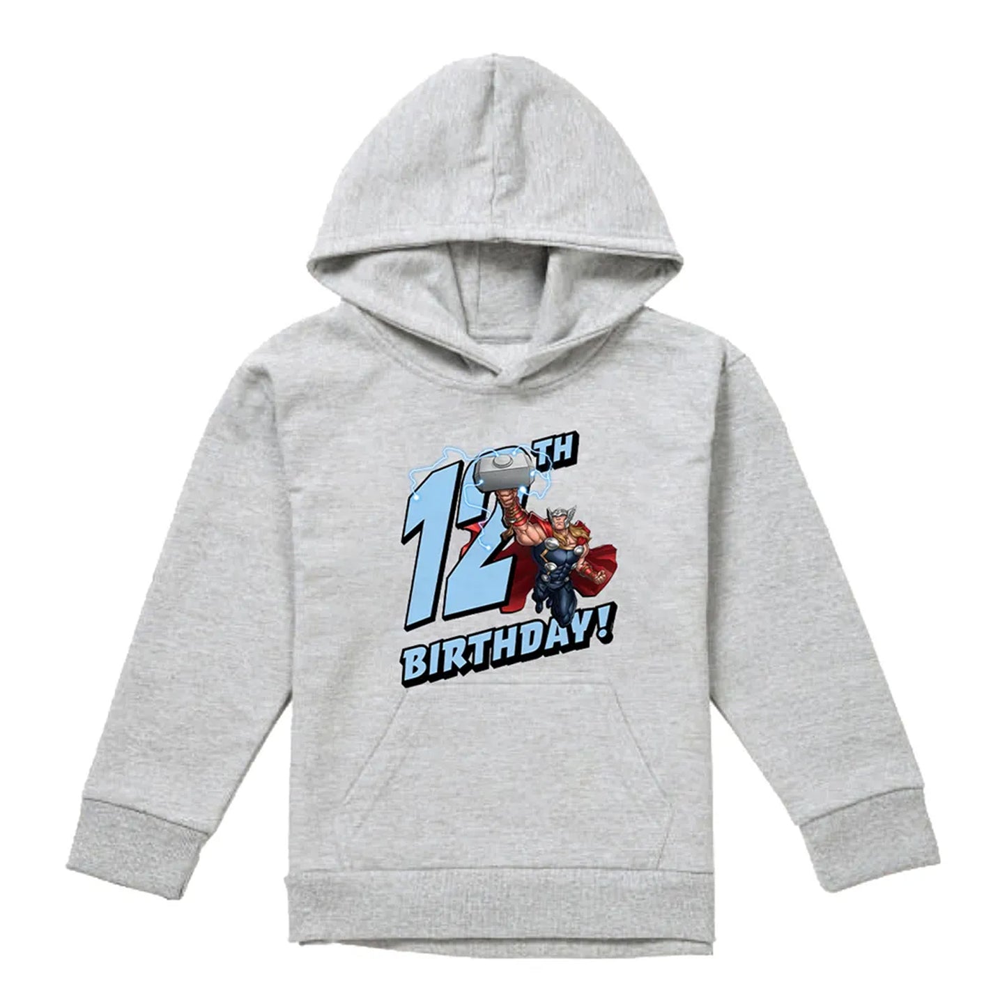 Athletic Heather - Front - Marvel Childrens-Kids Thor 12th Birthday Hoodie