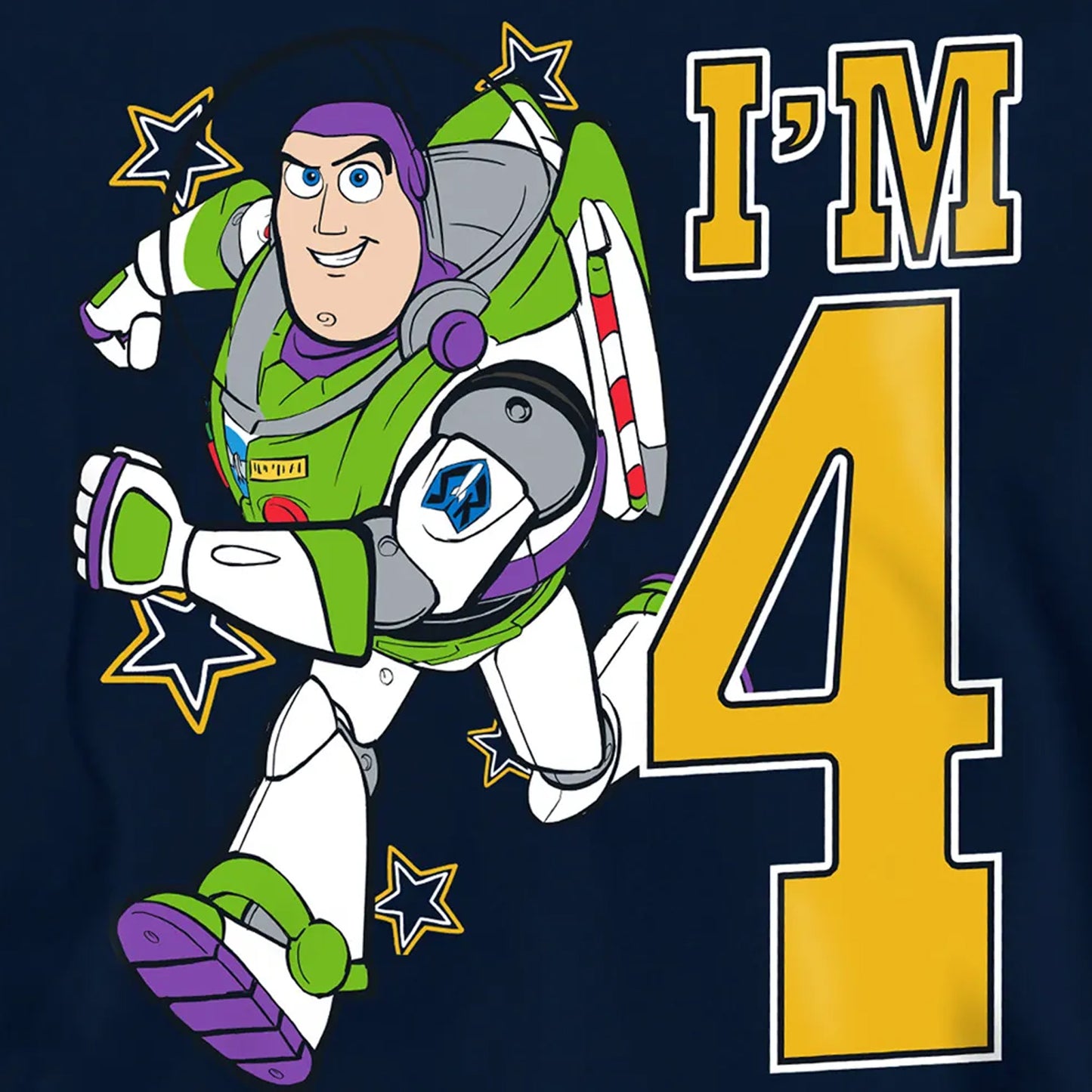 Navy - Pack Shot - Toy Story Childrens-Kids I´m 4 Buzz Lightyear Birthday Pullover Hoodie