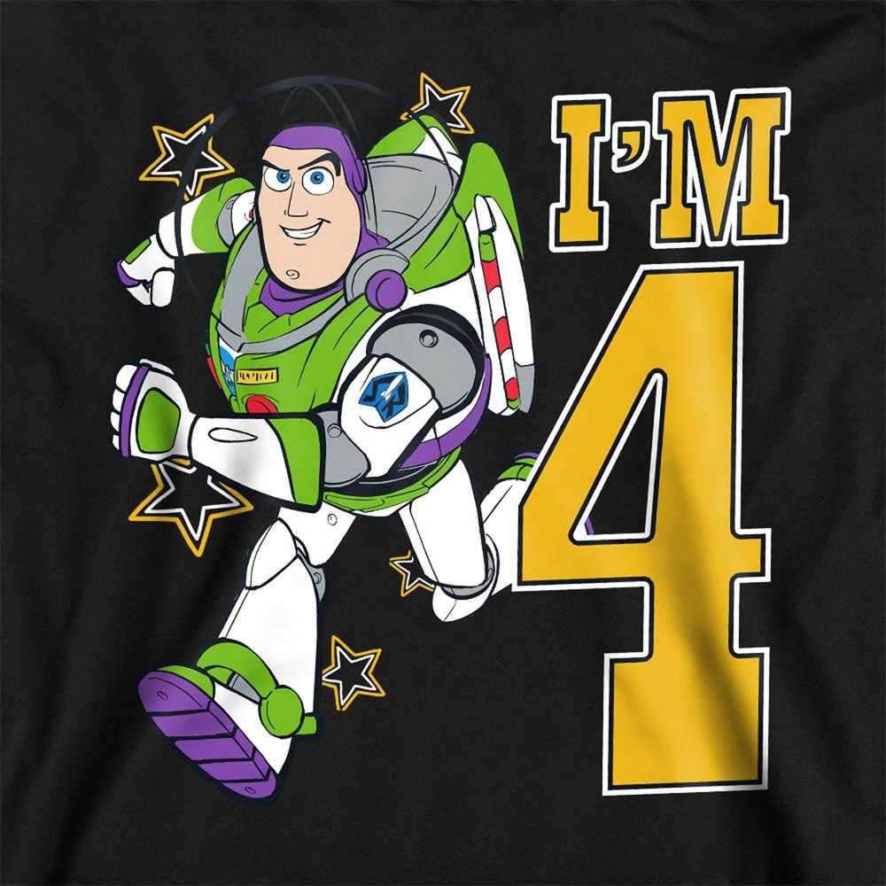 Black - Pack Shot - Toy Story Childrens-Kids I´m 4 Buzz Lightyear Birthday Pullover Hoodie