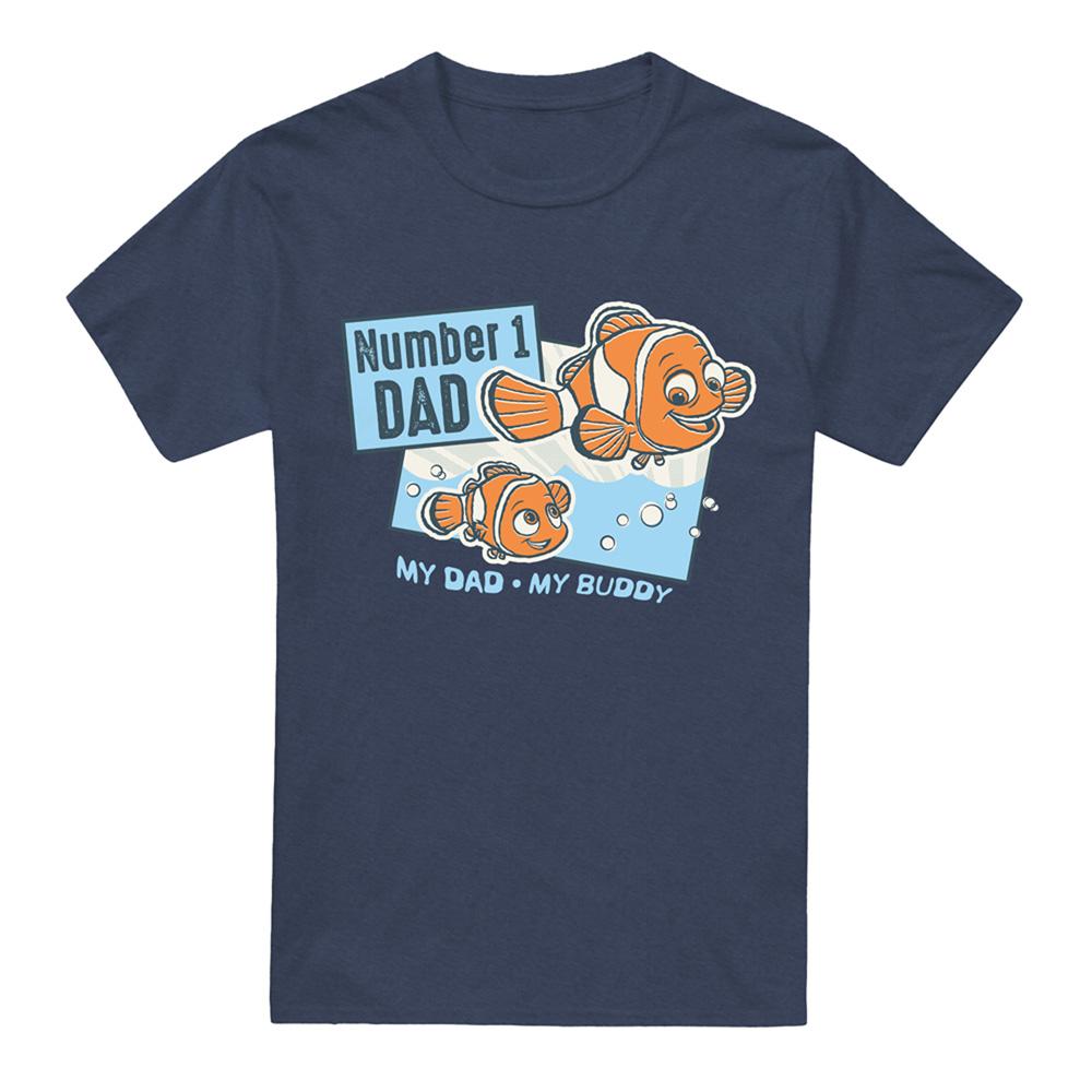 Navy - Front - Finding Nemo Unisex Adult Number 1 Dad Marlin Heather T-Shirt