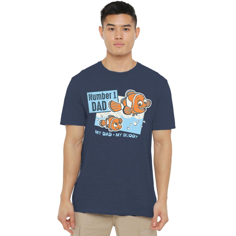 Navy - Side - Finding Nemo Unisex Adult Number 1 Dad Marlin Heather T-Shirt