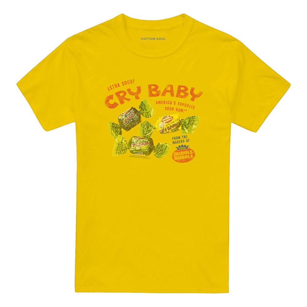 Yellow - Front - Dubble Bubble Unisex Adult Cry Baby Vintage AD T-Shirt