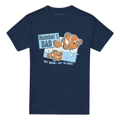 Navy - Front - Finding Nemo Unisex Adult Number 1 Dad Marlin T-Shirt