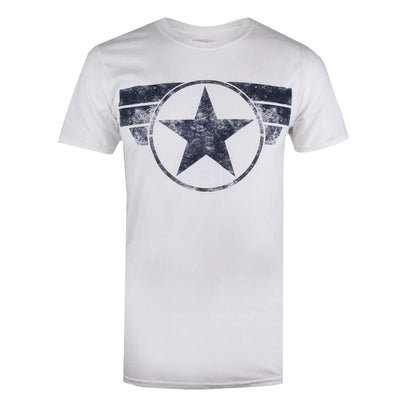 White - Front - Captain America Mens Logo T-Shirt