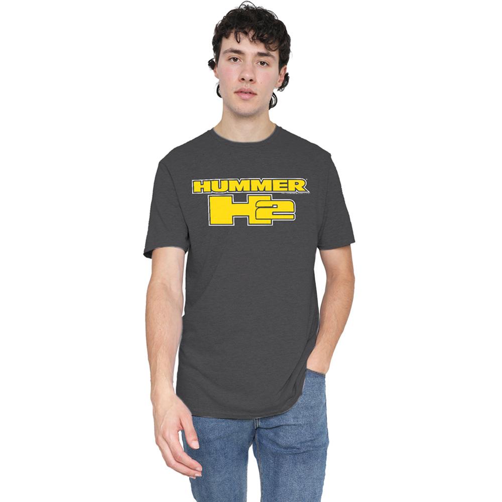 Charcoal - Side - Hummer Unisex Adult H2 Block Logo T-Shirt