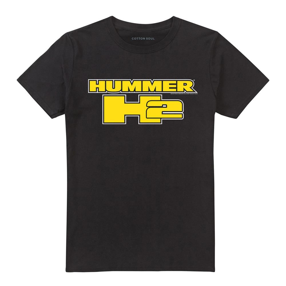 Black - Front - Hummer Unisex Adult H2 Block Logo T-Shirt