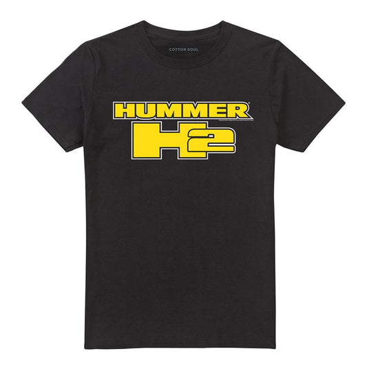 Black - Front - Hummer Unisex Adult H2 Block Logo T-Shirt