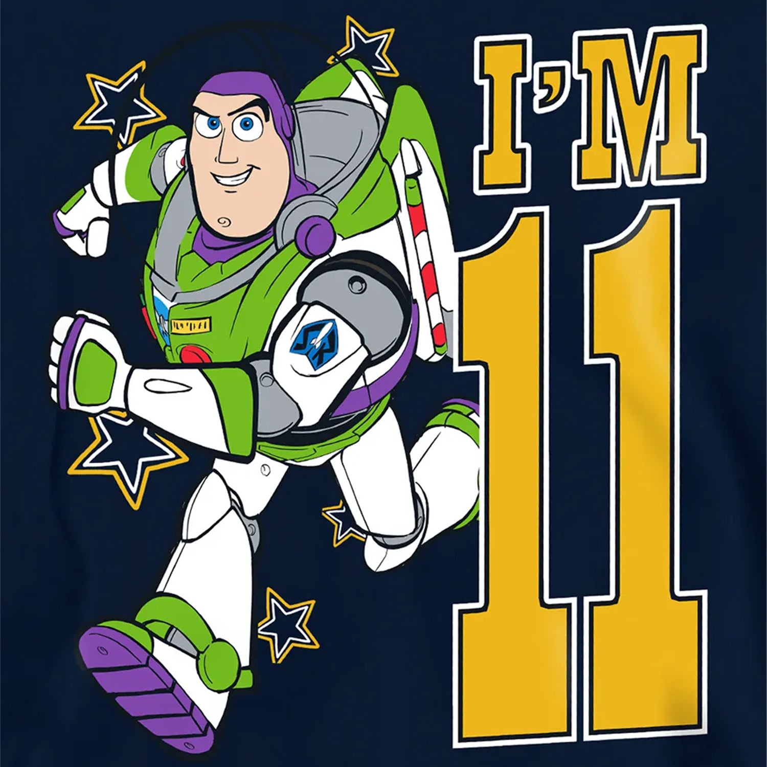 Navy - Pack Shot - Toy Story Childrens-Kids I´m 11 Buzz Lightyear Birthday Pullover Hoodie