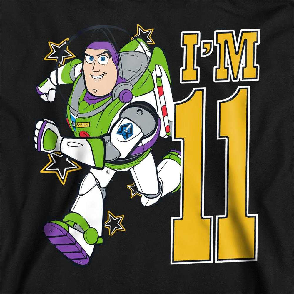 Black - Pack Shot - Toy Story Childrens-Kids I´m 11 Buzz Lightyear Birthday Pullover Hoodie