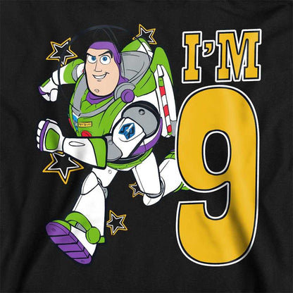 Black - Pack Shot - Toy Story Childrens-Kids I´m 9 Buzz Lightyear Birthday Pullover Hoodie