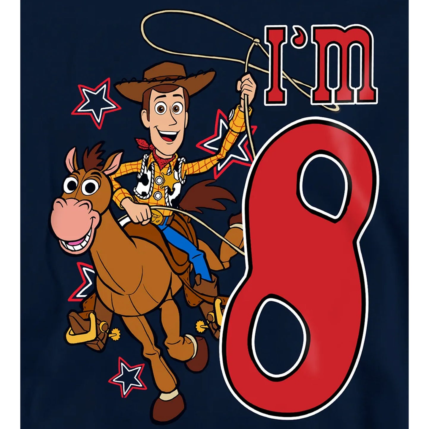 Navy - Pack Shot - Toy Story Childrens-Kids I´m 8 Woody Birthday Pullover Hoodie