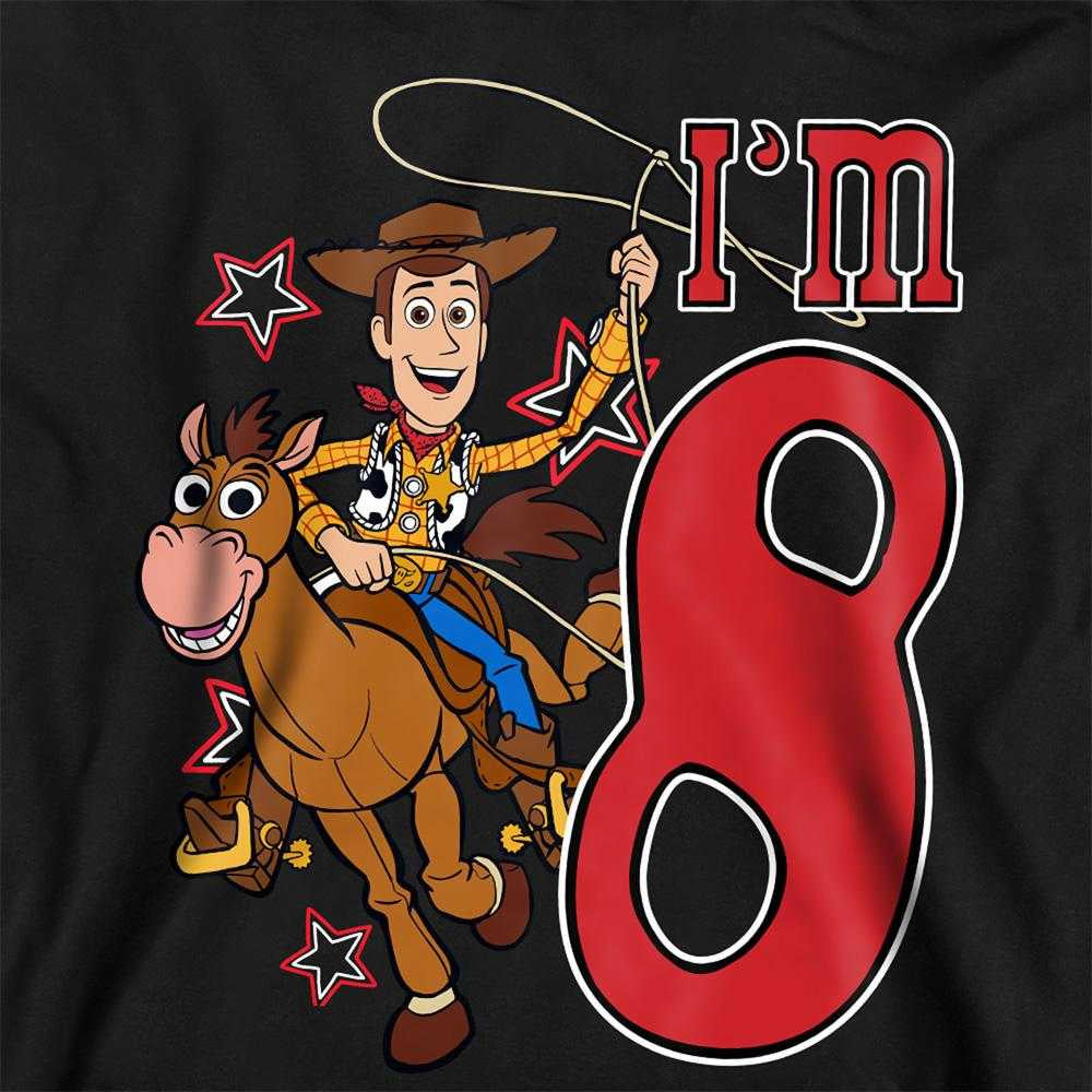 Black - Pack Shot - Toy Story Childrens-Kids I´m 8 Woody Birthday Pullover Hoodie