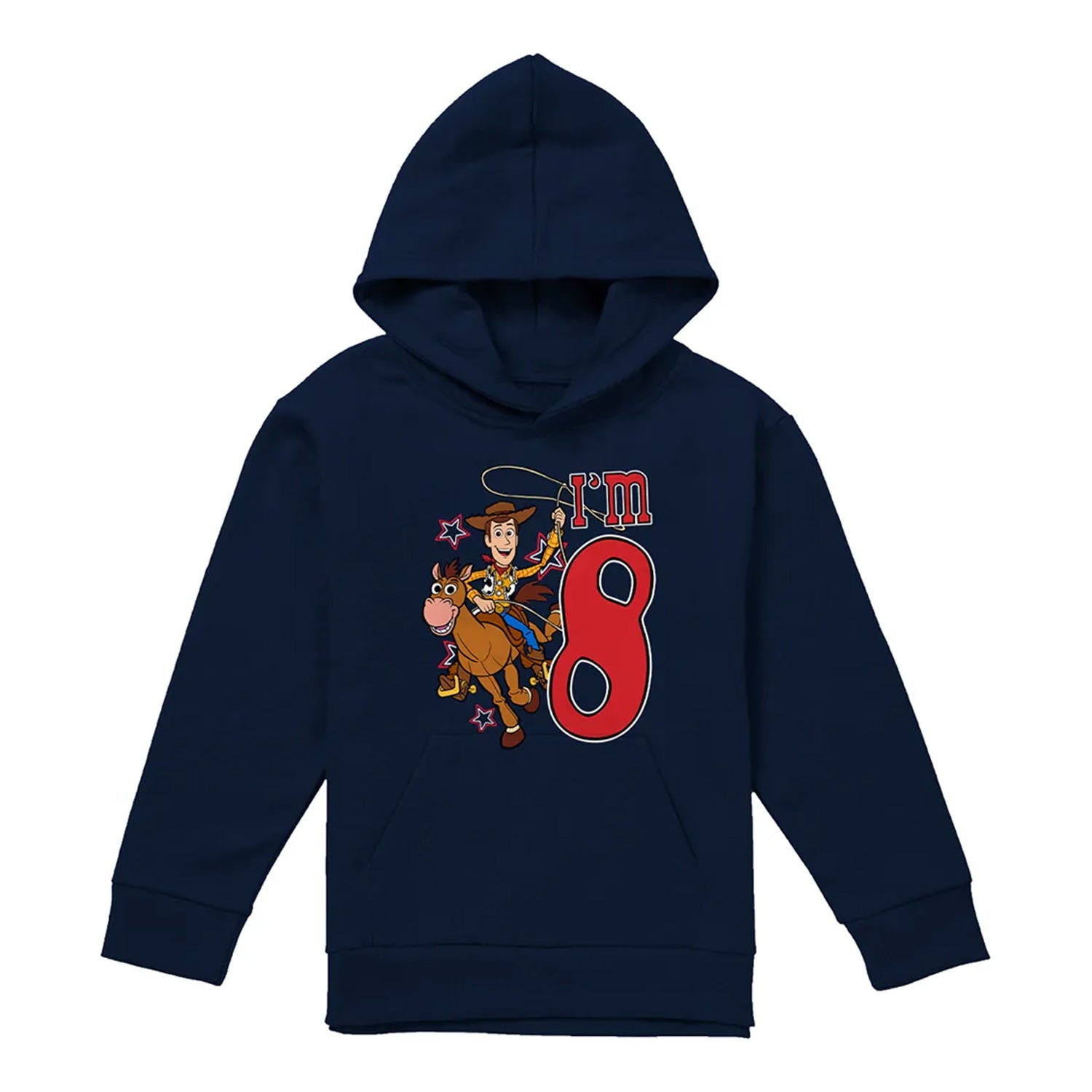 Navy - Front - Toy Story Childrens-Kids I´m 8 Woody Birthday Pullover Hoodie