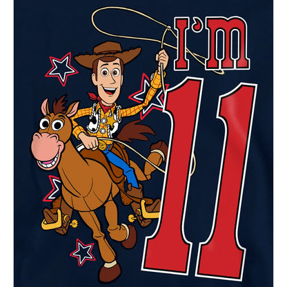 Navy - Pack Shot - Toy Story Childrens-Kids I´m 11 Woody Birthday Pullover Hoodie