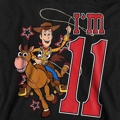 Black - Pack Shot - Toy Story Childrens-Kids I´m 11 Woody Birthday Pullover Hoodie