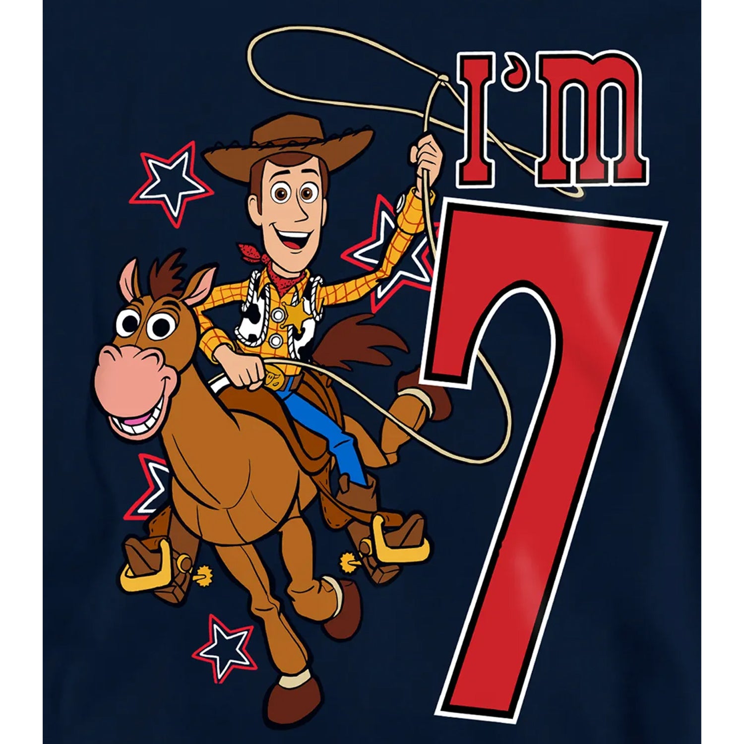 Navy - Pack Shot - Toy Story Childrens-Kids I´m 7 Woody Birthday Pullover Hoodie