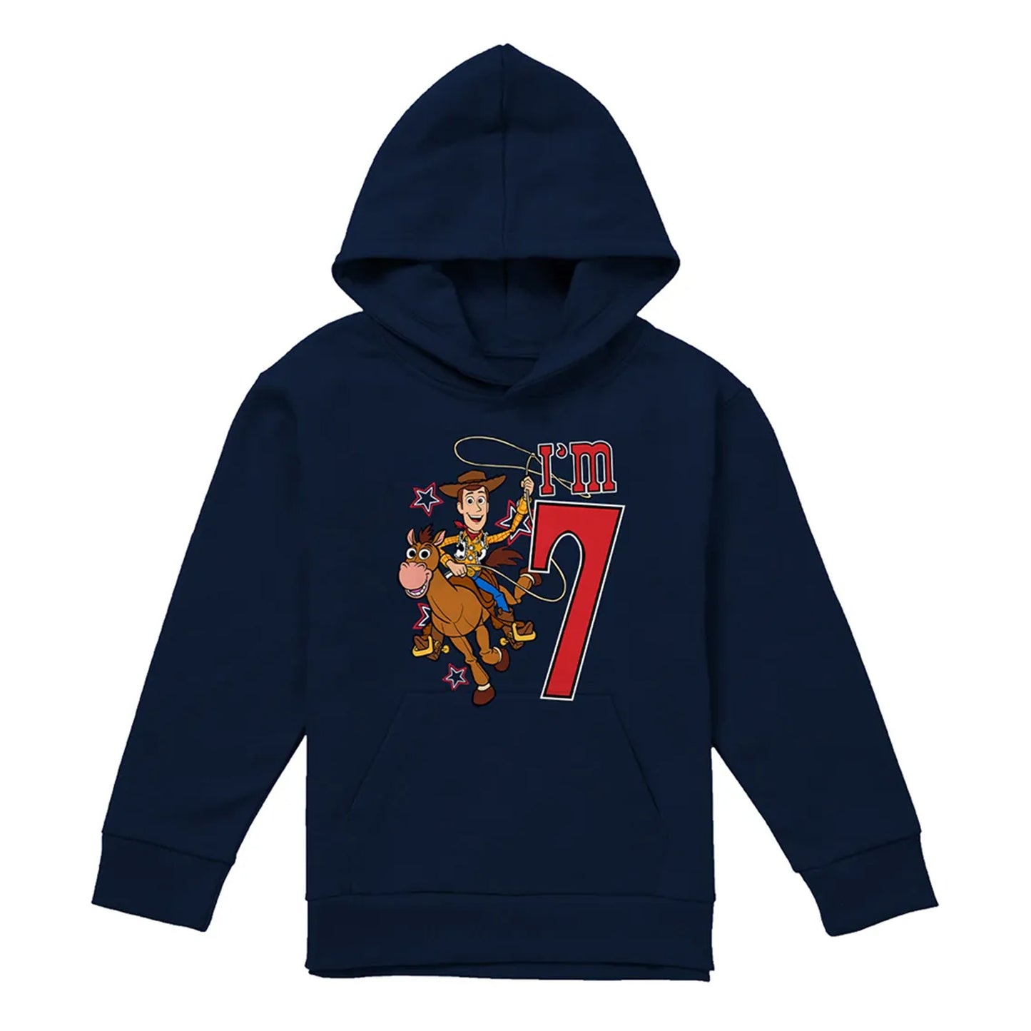 Navy - Front - Toy Story Childrens-Kids I´m 7 Woody Birthday Pullover Hoodie