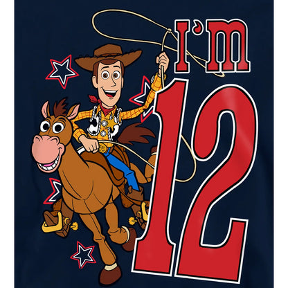 Navy - Pack Shot - Toy Story Childrens-Kids I´m 12 Woody Birthday Pullover Hoodie