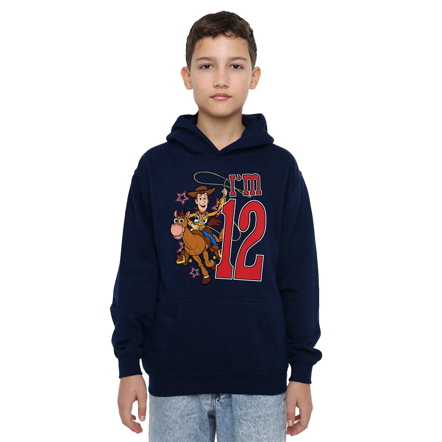 Navy - Side - Toy Story Childrens-Kids I´m 12 Woody Birthday Pullover Hoodie