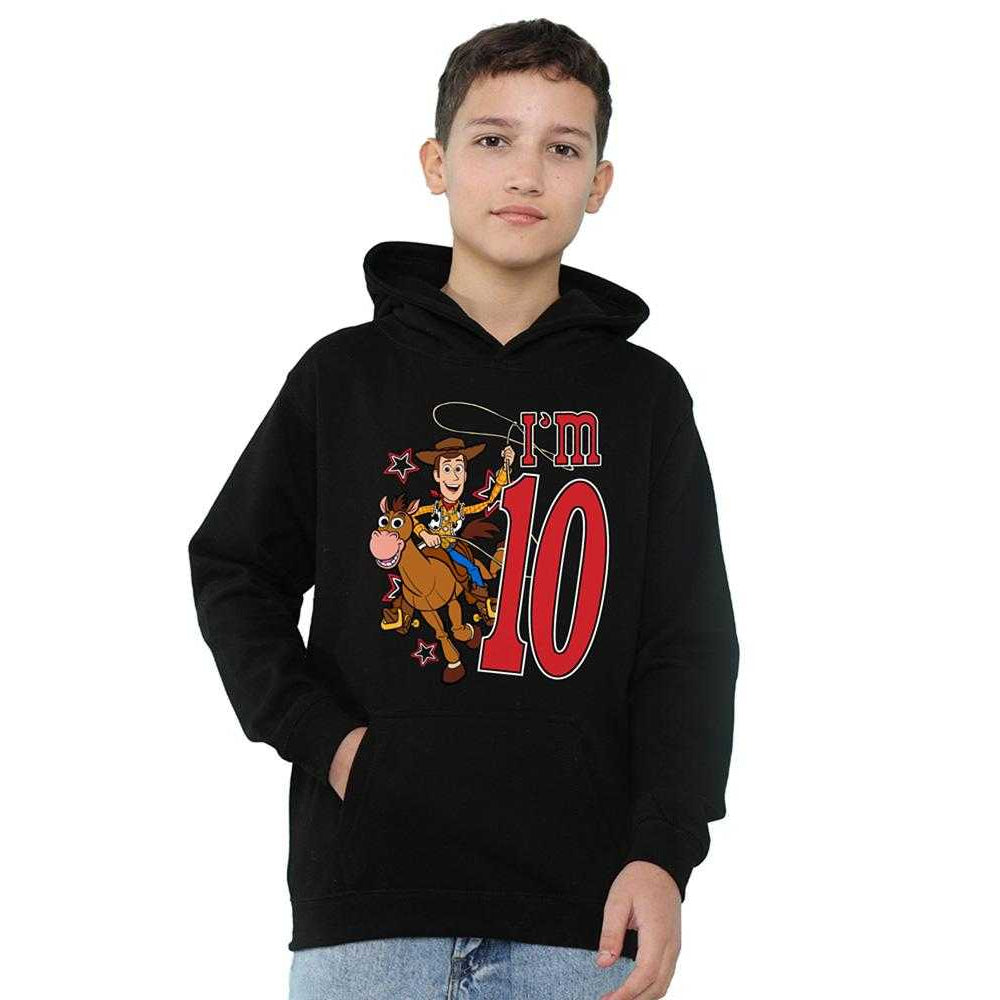 Black - Side - Toy Story Childrens-Kids I´m 10 Woody Birthday Pullover Hoodie