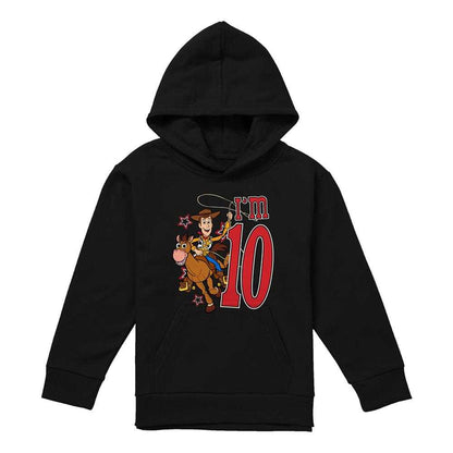 Black - Front - Toy Story Childrens-Kids I´m 10 Woody Birthday Pullover Hoodie
