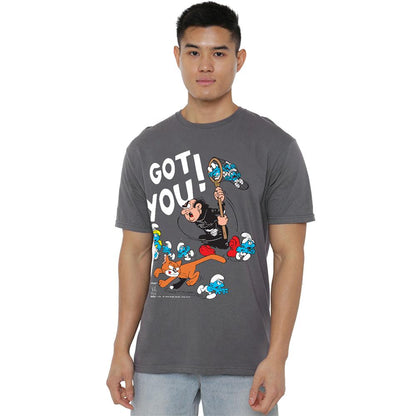 Charcoal - Side - The Smurfs Unisex Adult Gargamel & Azrael T-Shirt