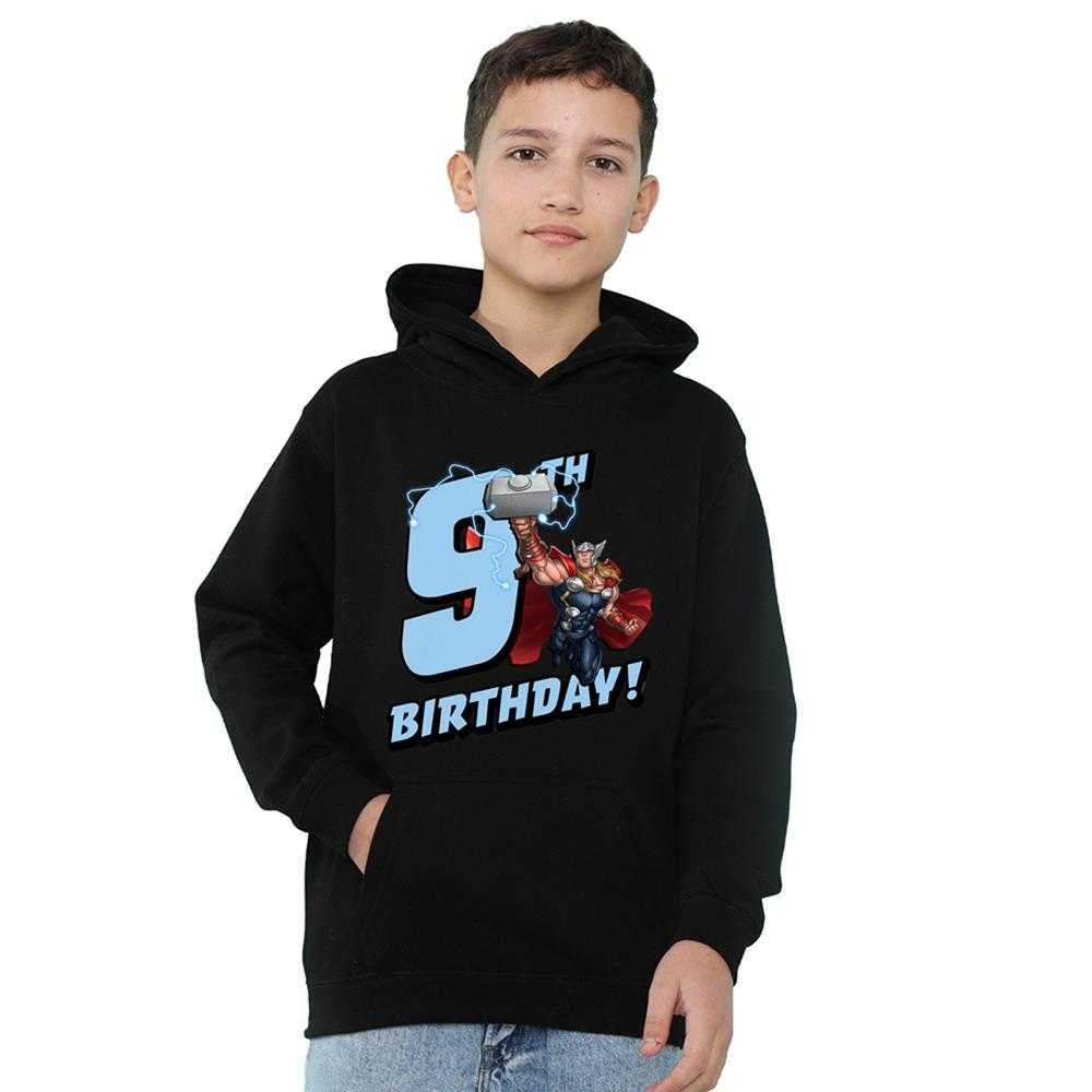 Black - Side - Marvel Childrens-Kids Thor 9th Birthday Hoodie