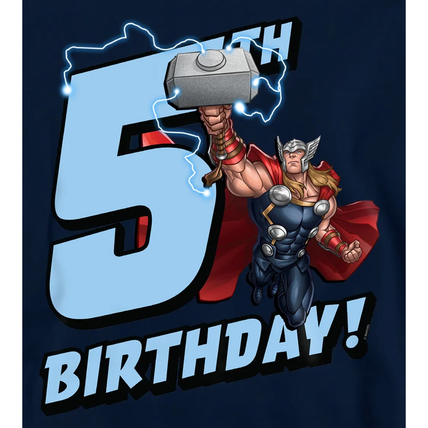 Navy - Pack Shot - Marvel Childrens-Kids Thor 5th Birthday Hoodie