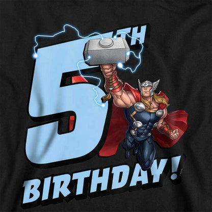 Black - Pack Shot - Marvel Childrens-Kids Thor 5th Birthday Hoodie