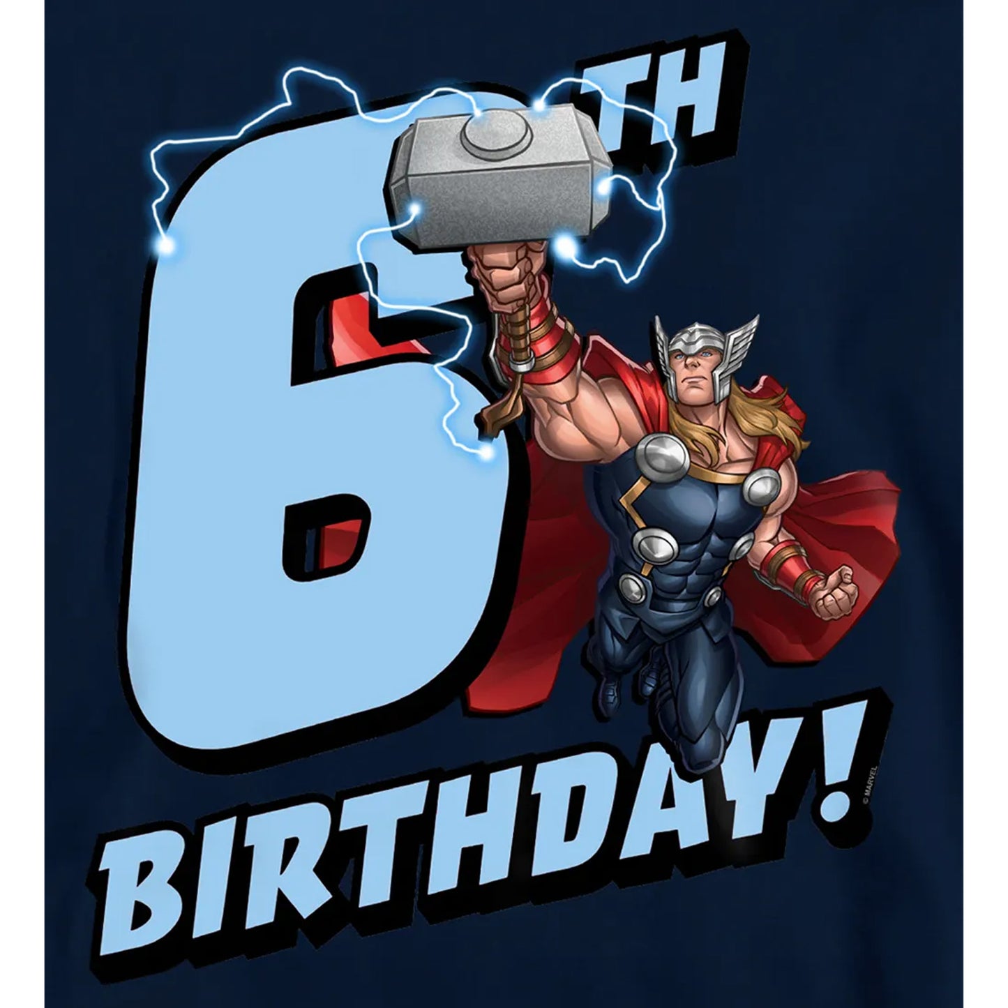 Navy - Pack Shot - Marvel Childrens-Kids Thor 6th Birthday Hoodie