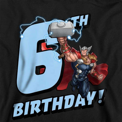 Black - Pack Shot - Marvel Childrens-Kids Thor 6th Birthday Hoodie
