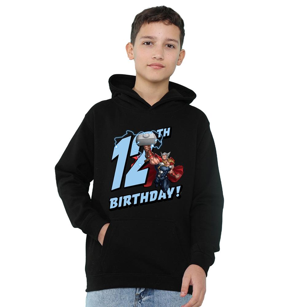 Black - Side - Marvel Childrens-Kids Thor 12th Birthday Hoodie