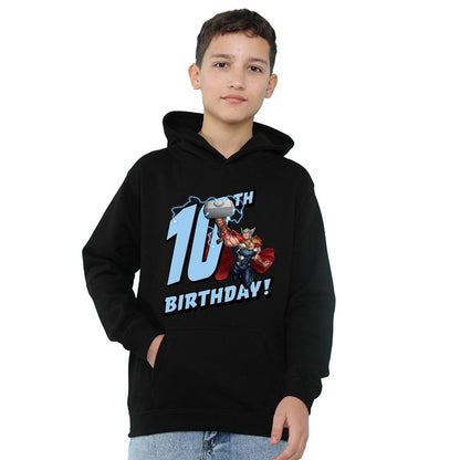 Black - Side - Marvel Childrens-Kids Thor 10th Birthday Hoodie