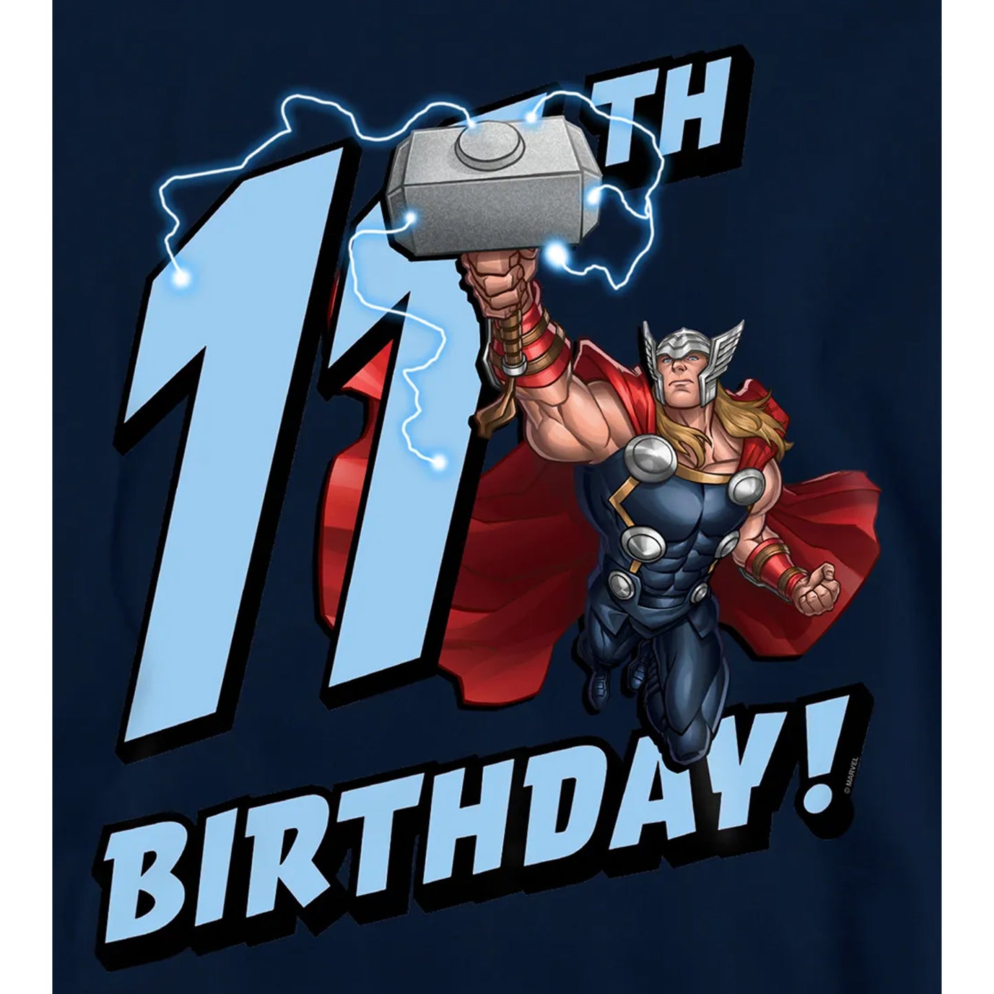 Navy - Pack Shot - Marvel Childrens-Kids Thor 11th Birthday Hoodie