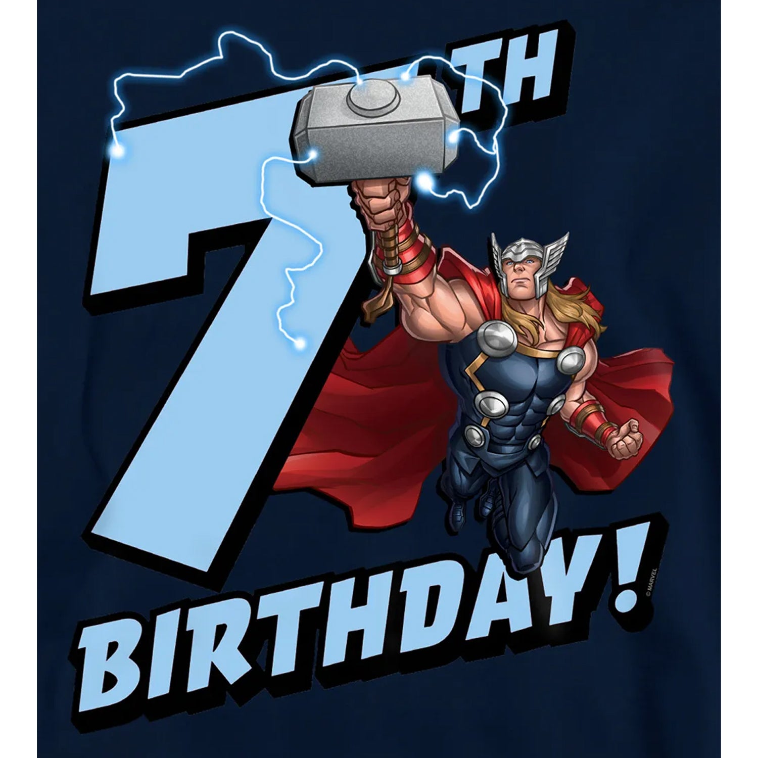 Navy - Pack Shot - Marvel Childrens-Kids Thor 7th Birthday Hoodie