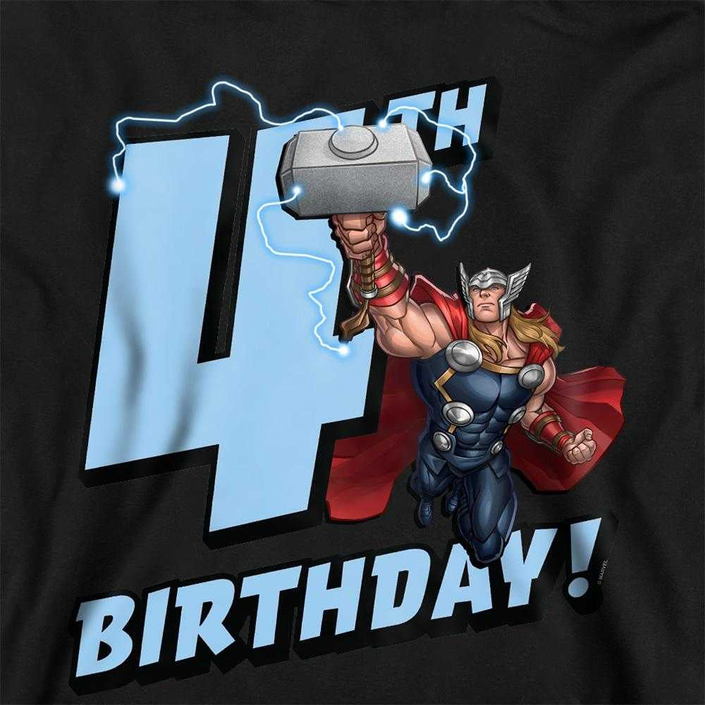 Black - Pack Shot - Marvel Childrens-Kids Thor 4th Birthday Hoodie