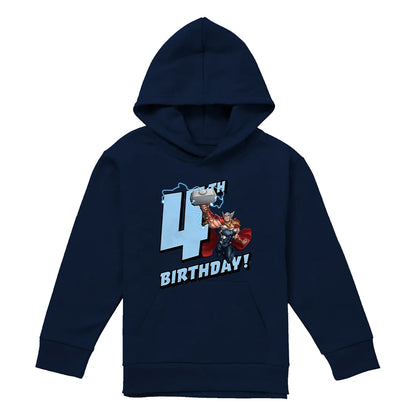 Navy - Front - Marvel Childrens-Kids Thor 4th Birthday Hoodie