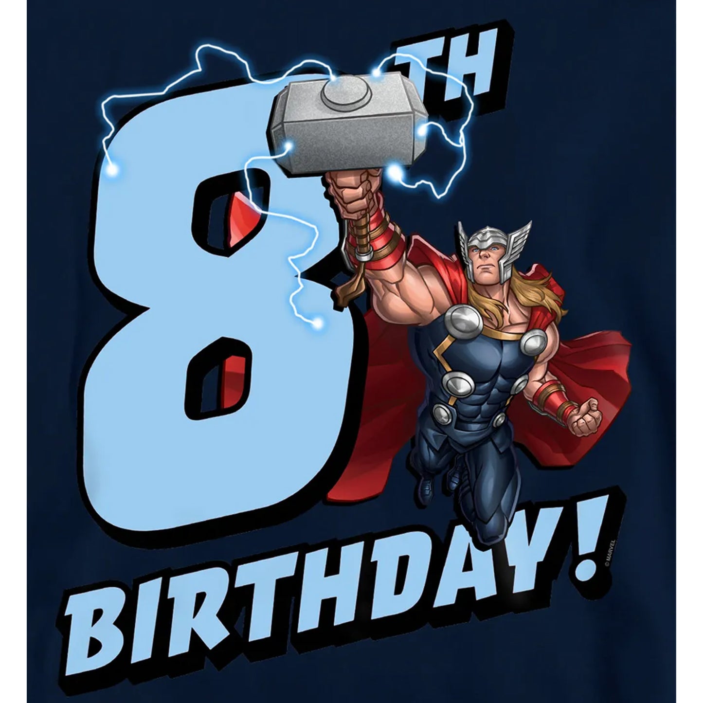Navy - Pack Shot - Marvel Childrens-Kids Thor 8th Birthday Hoodie