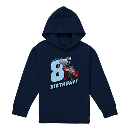 Navy - Front - Marvel Childrens-Kids Thor 8th Birthday Hoodie
